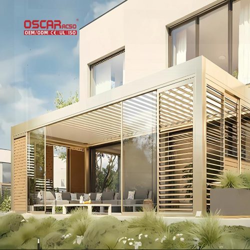 Adjustable Electric Louvered Roof System Kits Outdoor Patio Garden Backyard Bioclimatic Aluminum Pergola Retractable Pergola