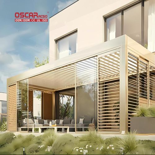 Customizable Electric Bioclimatic Louvered Outdoor Cover with Zip Screen Backyard Patio Garden Retractable Pergola