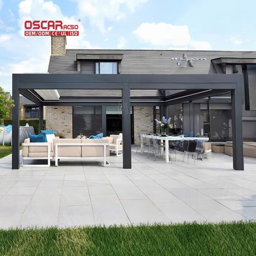 2021 Waterproof Aluminum Bioclimatic Polycarbonate Pergola Roof System Outdoor Patio Garden Poolside Use Retractable Pergola