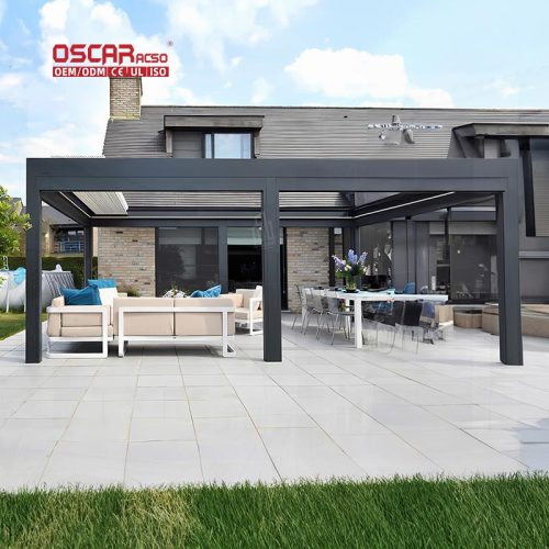 Outdoor Villa Garden 3X3M 3X4M Sunshade Aluminum Louvered Roof For Relaxing Entertaining Lounging Retractable Pergola