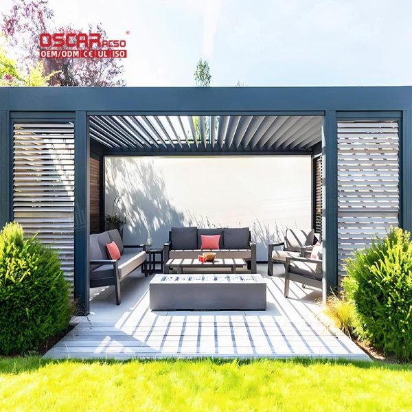 Factory Price Electric Aluminium Modern Waterproof Louver Roof System Courtyard Outdoor Patio Garden Retractable Pergola