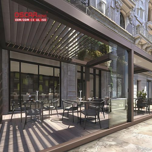 Motorized Adjustable Waterproof Automatic Louvered Aluminium Roof System Garden Patio Poolside Retractable Pergola