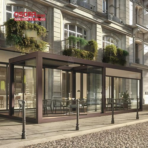Electric Opening Waterproof Louvered Roof Outdoor Garden Bioclimatic Pergola Suitable Patio Balcony Backyard Retractable Pergola