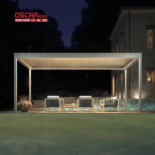Outdoor Aluminum Louvered Roof Kit Bioclimatic Shading Structure Garden Patio Backyard Retractable Pergola