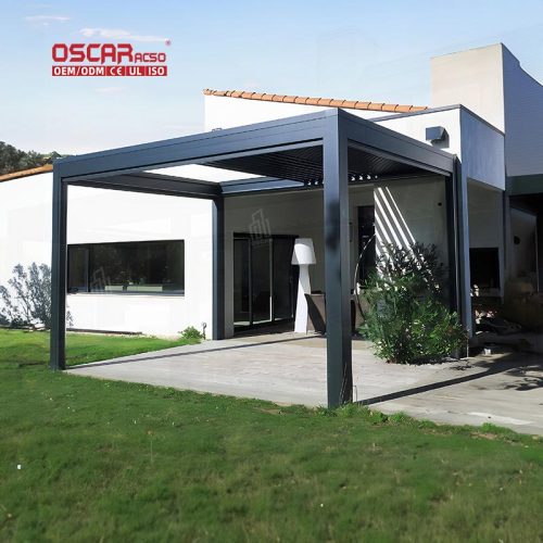 Outdoor Waterproof Electric Louvered Roof Covers Bioclimatic Aluminum Roof Systems Garden Patio Backyard Retractable Pergola