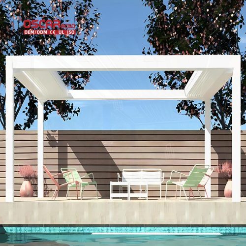 Led Light Enclosed Outdoor Space Shade Diy Garden Backyard Courtyard Sun Protection Weather Resistance Retractable Pergola