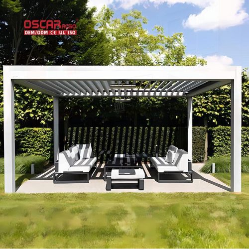2021 Waterproof Aluminum Bioclimatic Polycarbonate Pergola Roof System Outdoor Patio Garden Poolside Use Retractable Pergola