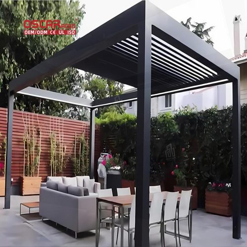 Modern Design Bioclimatic Motorized Adjustable Roof Outdoor Patio Shelter Garden Backyard Terrace 4X4 Retractable Pergola