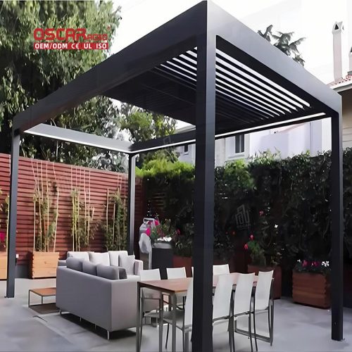Adjustable Outdoor Waterproof Louvered Motorized Bioclimatic Aluminium Gazebo Garden Patio Backyard Retractable Pergola