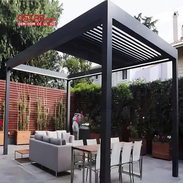 Wall Mounted Louvered Steel Roof Garden Patio Balcony Outdoor Sale Retractable Pergola