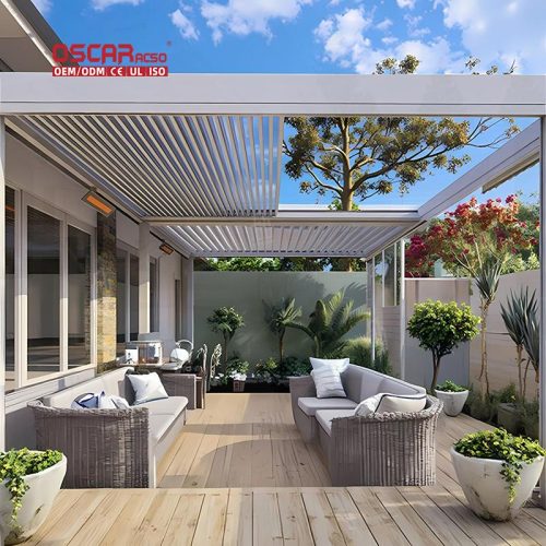 Motorised Freestanding Wall - Mounted Adjustable Expandable Patio Canopy Awning Garden Patio Balcony Retractable Pergola