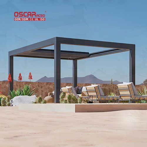 3X4 4X4 6X4 5X4 Modern Customizable Aluminum Pergola with Retractable Louvered Roof Garden Patio Backyard Retractable Pergola