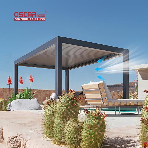 Outdoor Waterproof Motorized Pvc Aluminum Arbors and Pavilions For Garden Patio Backyard Retractable Pergola