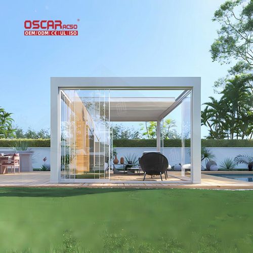 Waterproof Sun - Proof Aluminum Louvered Pergola Roof Outdoor Party 3X3M 3X12M Ideal Backyard Patio Garden Retractable Pergola