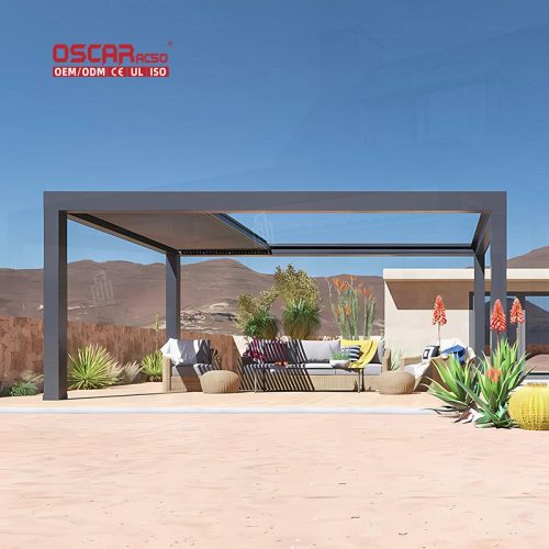 Outdoor Motorized Automatize Bioclimatic Aluminum Structures Gardens Patios Backyards - Gazebo and Arbors Retractable Pergola