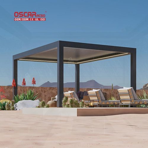 Waterproof Motorized Aluminium Louvered Roof Sunshade Garden Patio Backyard Outdoor Shading System Retractable Pergola