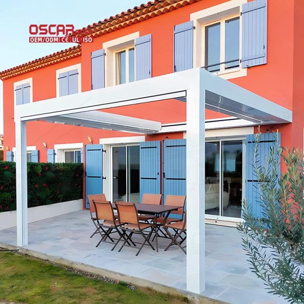 Large Retractable Bioclimatic Outdoor Shelter Restaurant Garden Patio Retractable Pergola
