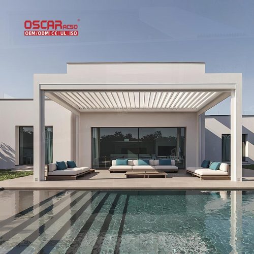 Pergola with Led Lighting Backyard Patio Garden Energy - Saving Light - Emitting Outdoor Shade Structure Retractable Pergola