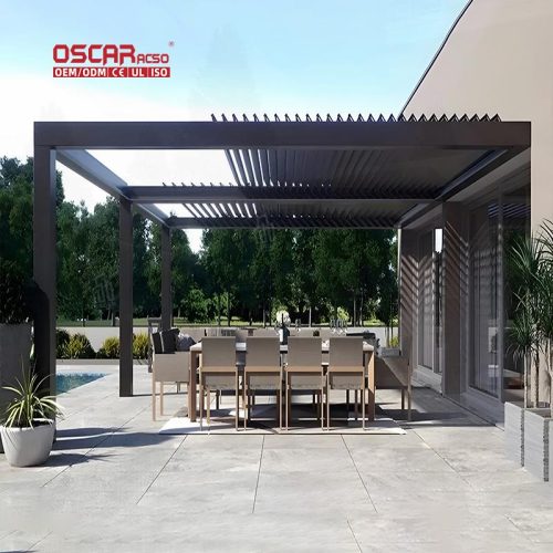 Waterproof Shading Curtain Electric Sliding Shading Awning Venetian Blinds Balconies Patios Gardens Retractable Pergola