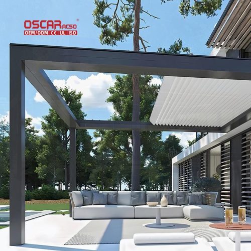 Modern Luxury Waterproof Aluminum Outdoor Pergola with Bright Light Garden Patio Balcony Retractable Pergola