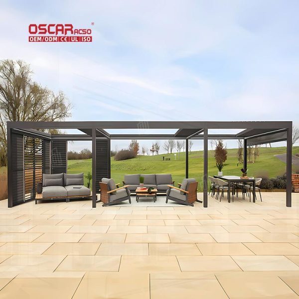 with Weather – Resistant and Uv – Blocking Functions Stylish Modern Patio Balcony Garden Shading Structure Retractable Pergola