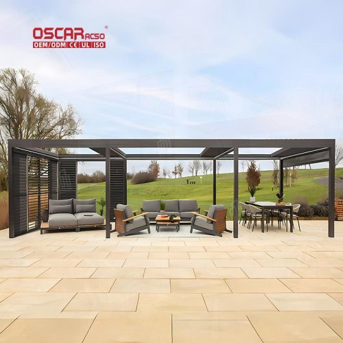 Waterproof Adjustable Louver Roof Kits Outdoor Patio Garden Bioclimatic Aluminum Shade Structure Retractable Pergola