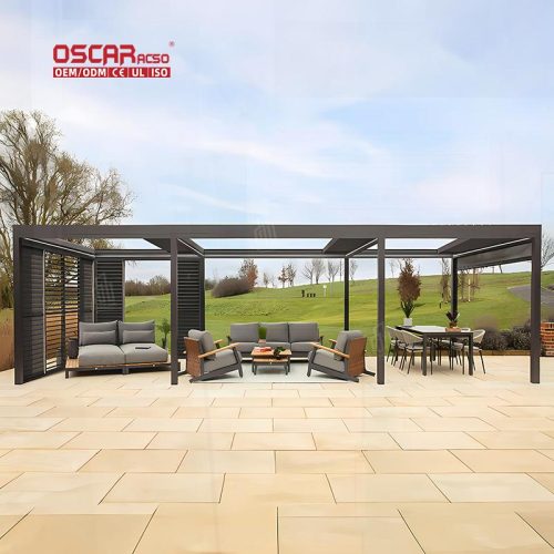 Electric Opening Waterproof Louvered Roof Garden Outdoor Bioclimatic Pergola Ideal Patio Balcony Courtyard Retractable Pergola
