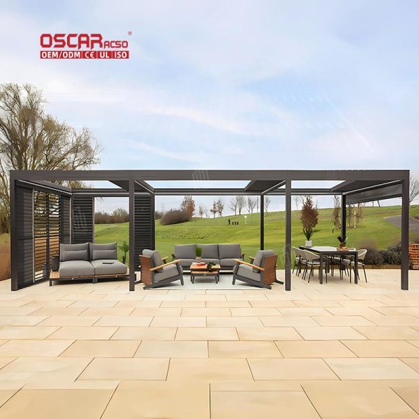 Outdoor Waterproof Aluminum Structure Patio Balcony Yard Garden Pavilion Retractable Pergola
