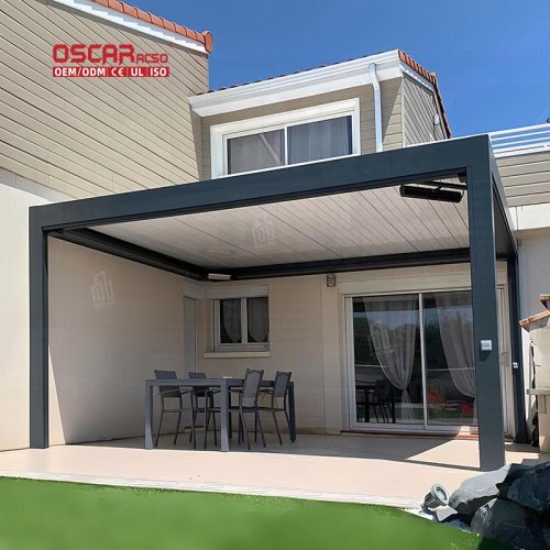Waterproof Motorized Outdoor Louvered Shelter Canopy Garden Patio Terrace Retractable Pergola