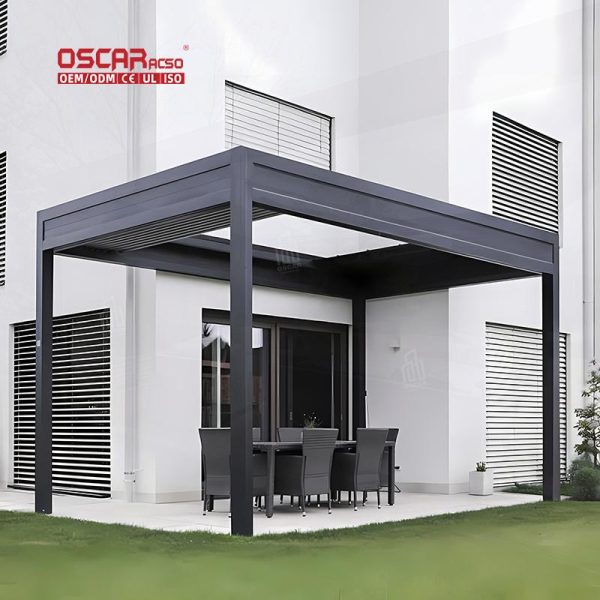Bioclimatic Ceiling System Garden Outdoor Aluminum Pergola in European Style Ideal Patio Backyard Poolside Retractable Pergola