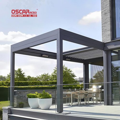 3X4 Adjustable Aluminium Alloy Louvered Cover Sunshade Outdoor Waterproof Roof Garden Patio Balcony Retractable Pergola
