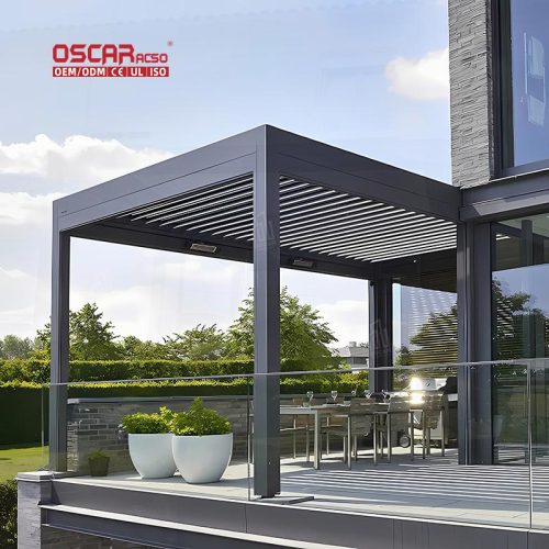 Sustainable Aluminum Bioclimatic Patio Deck Louver Roof Electric Pergola Awning Backyard Garden Terrace Retractable Pergola