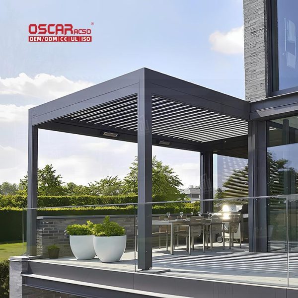 Customized Electric Louver Systems Balcony Roof Pergola Gazebo Remote – Controlled Outdoor Use Retractable Pergola
