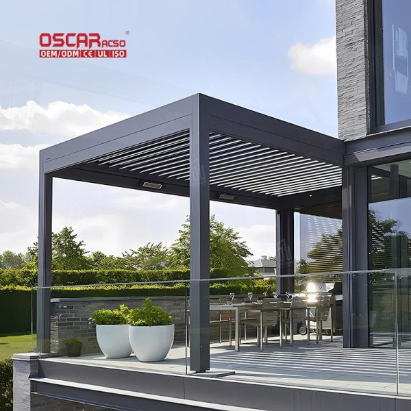 Waterproof Sunshade Modern Motorized Outdoor Aluminum Pergola Gazebo Garden Patio Backyard Retractable Pergola