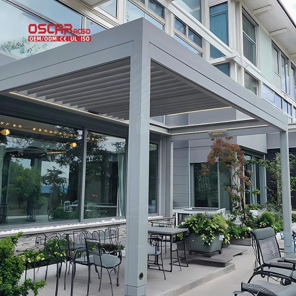 Waterproof Automatic Aluminum Bioclimatic Patio Gazebo Garden Terrace Backyard Retractable Pergola