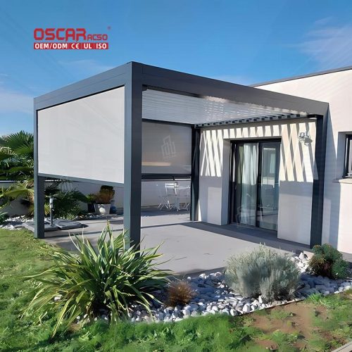 Customized Motorized Outdoor Aluminum Louvers Roof Garden Patio Yard Retractable Pergola
