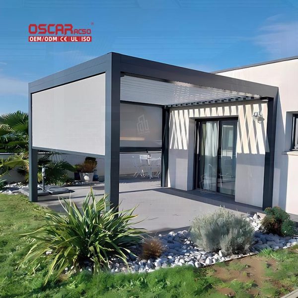 Rain Protection Adjustable Aluminum Louvered Outdoor Roofs and Shelters Garden Patio Terrace Retractable Pergola