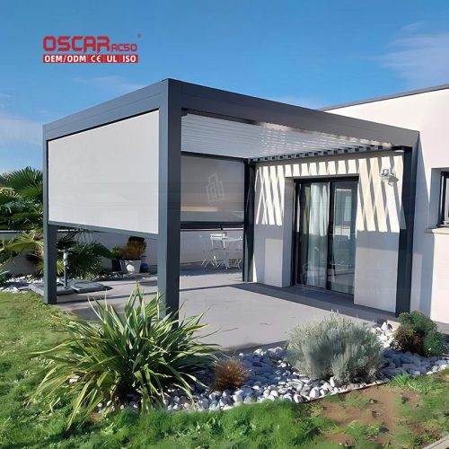 12X20 Motorized Customized Waterproof Outdoor Electric Louvered Roof Patio Garden Backyard Retractable Pergola