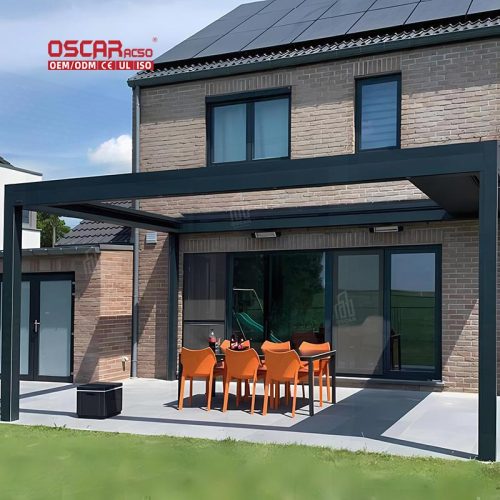 Electric Opening Waterproof Aluminum Louvered Roof Garden Patio and Arches Ideal Outdoor Dining and Relaxing Retractable Pergola