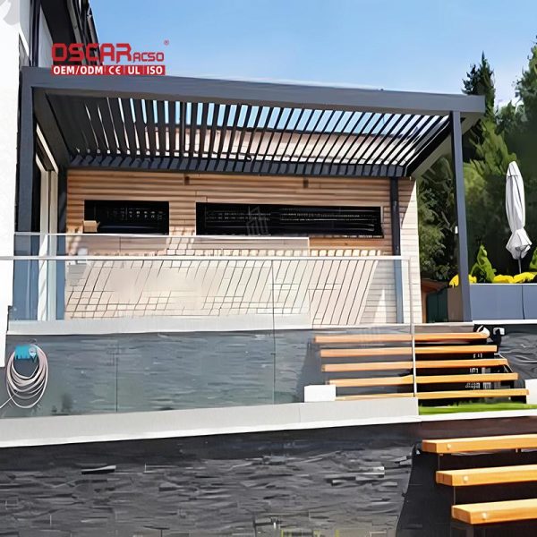 Sustainable 3Mx4M Waterproof Aluminum Pergola Gazebo with Adjustable Louvre Roof Garden Patio Backyard Retractable Pergola
