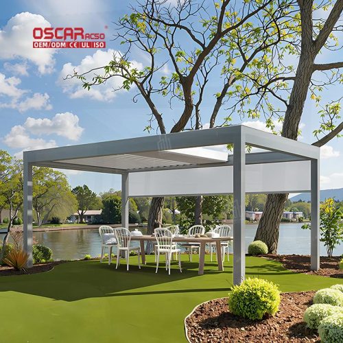 Motorized Sunshade Sustainable Bioclimatic Garden Pergola Kits Backyard Patio Balcony Retractable Pergola