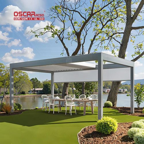 Garden Metal Electric Aluminum Pergola with Customized Waterproof Adjustable Louvers Backyard Patio Balcony Retractable Pergola