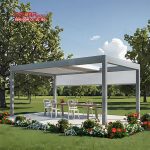 Outdoor Waterproof 3X3M 3X4M Motorized Louver Aluminum Bioclimatic Patio Pergola Garden Terrace Backyard Retractable Pergola