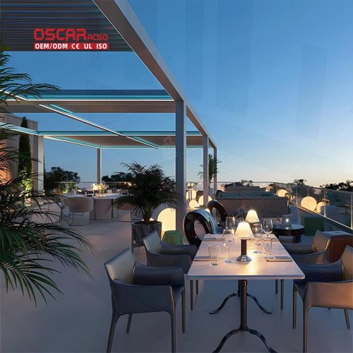 Motorized Aluminium Louvered Structure with Louver - Style Side Screens Patio Garden Terrace Outdoor Retractable Pergola
