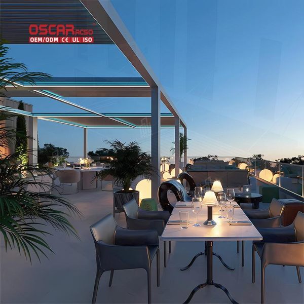Motorized Aluminium Louvered Structure with Louver – Style Side Screens Patio Garden Terrace Outdoor Retractable Pergola