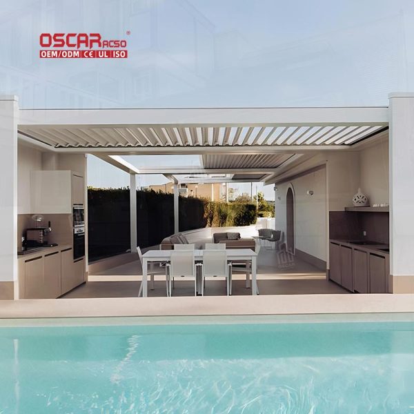 Smart Energy Pergola with Led Lighting Backyard Patio Garden Energy – Saving Shading Retractable Pergola