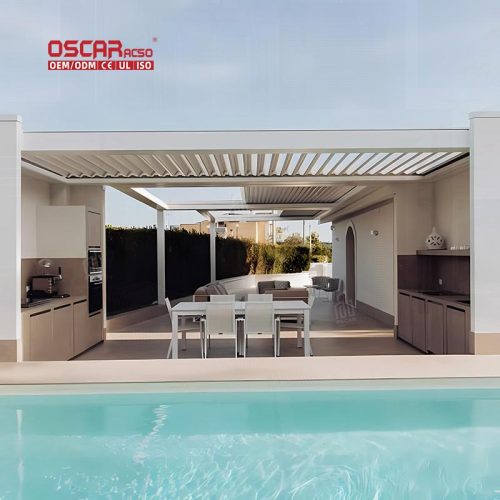 Shading Structure with Adjustable Canopy and integrated Led Lighting Gardens Patios and Backyards Retractable Pergola