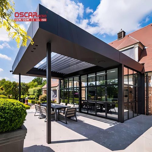 Outdoor Remote - Controlled Waterproof Sliding Shade Garden Patio and Balcony with Aluminum Structure Retractable Pergola