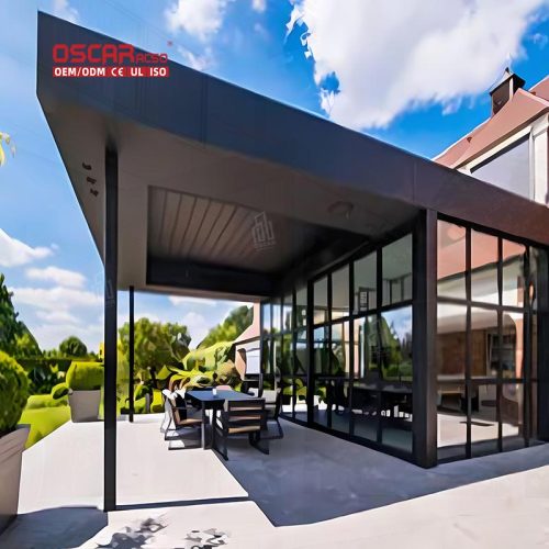 Adjustable Waterproof Motorized Louvered Aluminium Pergola with Screen Garden Patio Pool in Europe Retractable Pergola