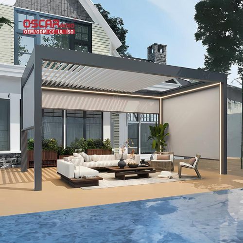 Wholesale Outdoor Heavy - Duty Electric Waterproof Bioclimatic Aluminium Gazebo Garden Patio Backyard Retractable Pergola